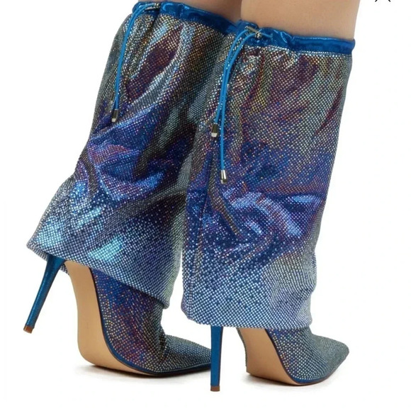 Azalea Wang  Blue Wishful Pointed Toe Bootie - Picture 8 of 9